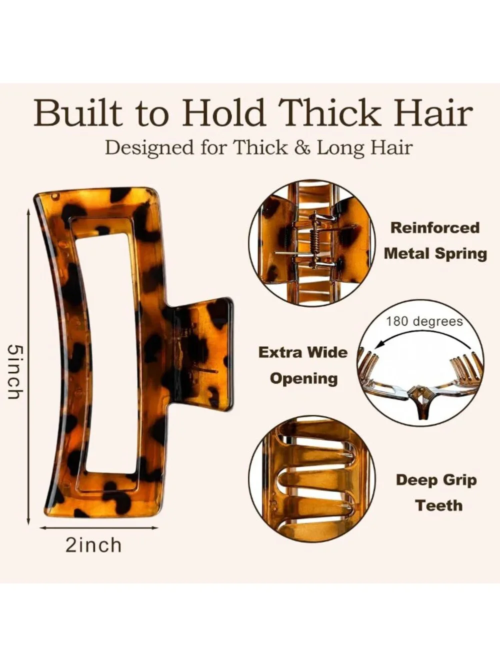 5-Inch XL Jumbo Claw Clips - 4-Pack Oversized Hair Accessories for Women